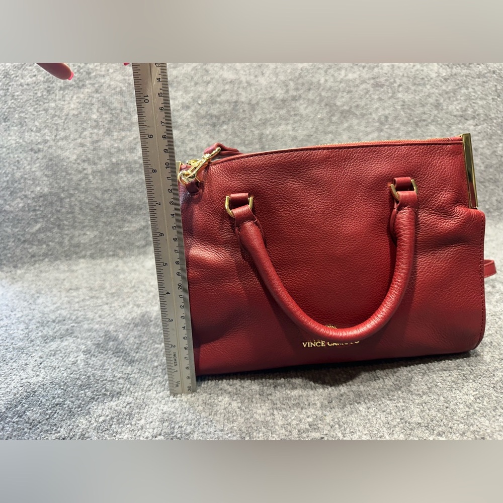 Vince Camuto Deep Red Pebbled Leather Satchel with Detachable Strap PO0129 - Picture 7 of 15